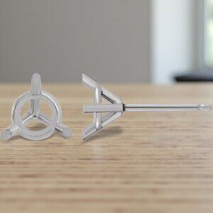 5.0 mm Three-Prong Martini Stud Earring Mountings in 14kt White Gold